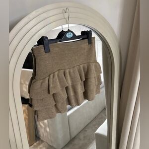 Tan mini rara knit skirt